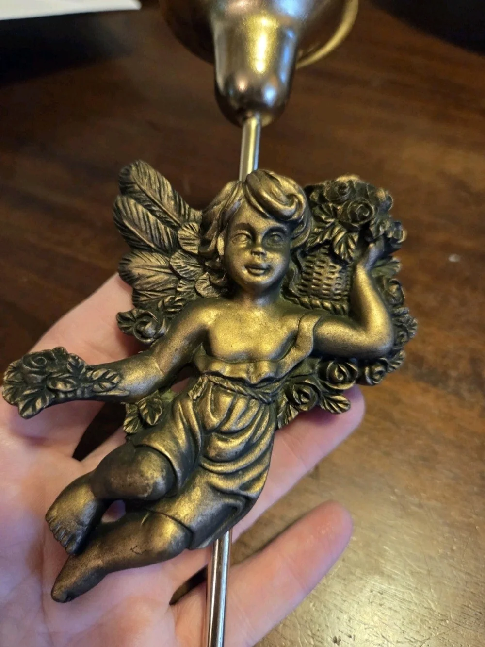 (2) Home Interiors Cherub Angel Handle Holders Christmas Decor, Victorian